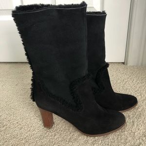 Ann Taylor Suede Black Boots Sz 7